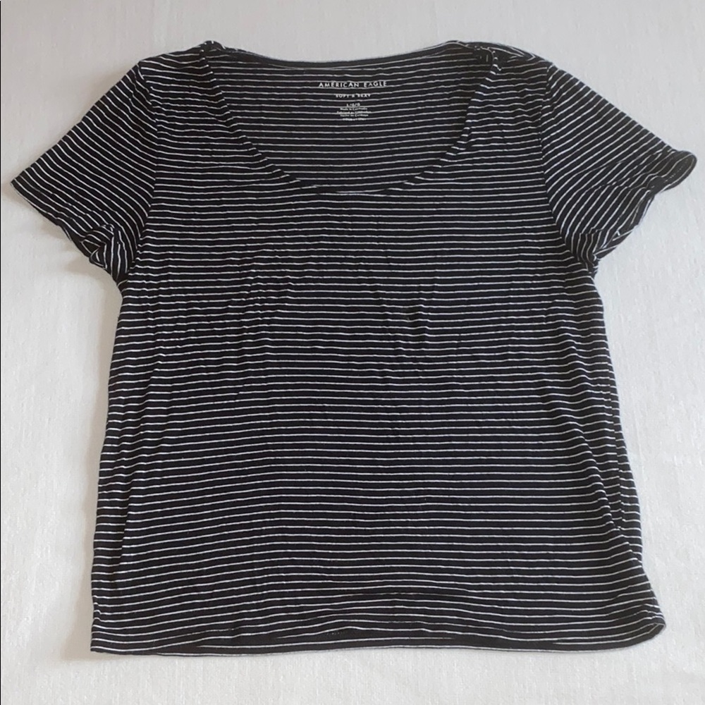 American Eagle Black Striped Women's Top